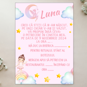 Invitație Botez, Model 7, 13x18cm
