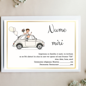Invitație Nuntă cu Plic Model 21, 10x15