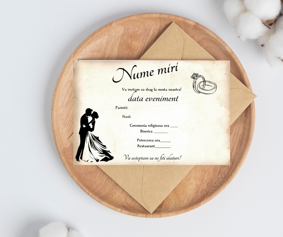 Invitație Nuntă cu Plic Model 6, 10x15