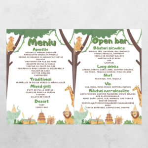 Meniu personalizat tip carte, Model 8, 14x21cm