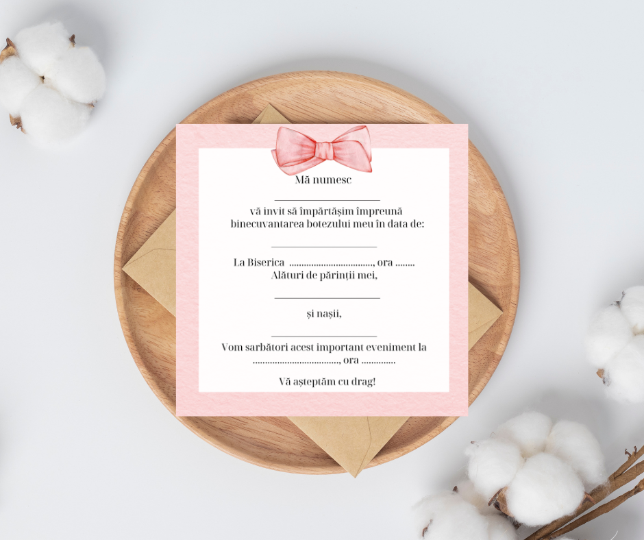 Invitație Botez 15×15 cm, Model 45