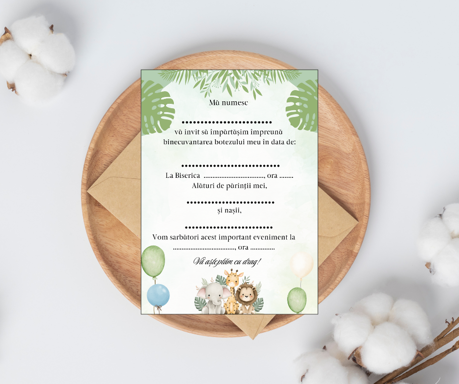 Invitatie botez, dimensiune 13x18 cm, model 49