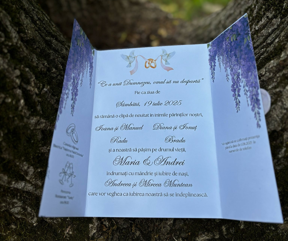 Invitatie A4 pliata cu sigiliu model 107 - imagine 2