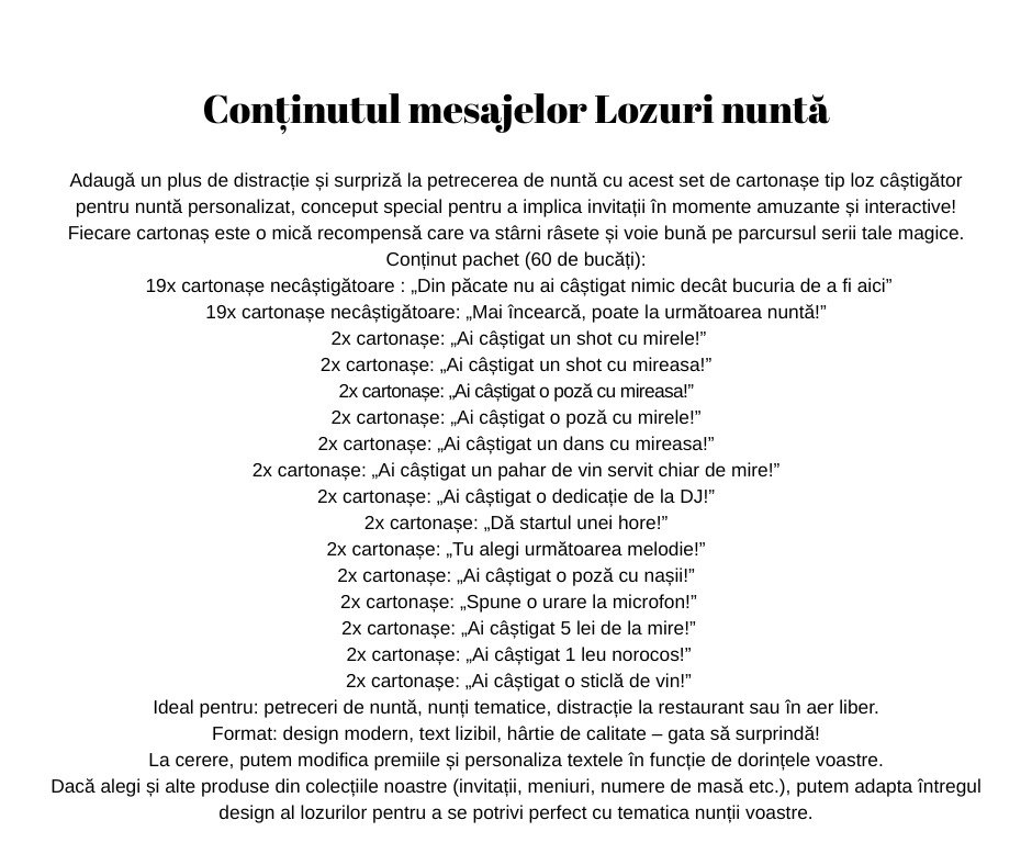 Set 60 mărturii nuntă, tip loz razuibil - imagine 2