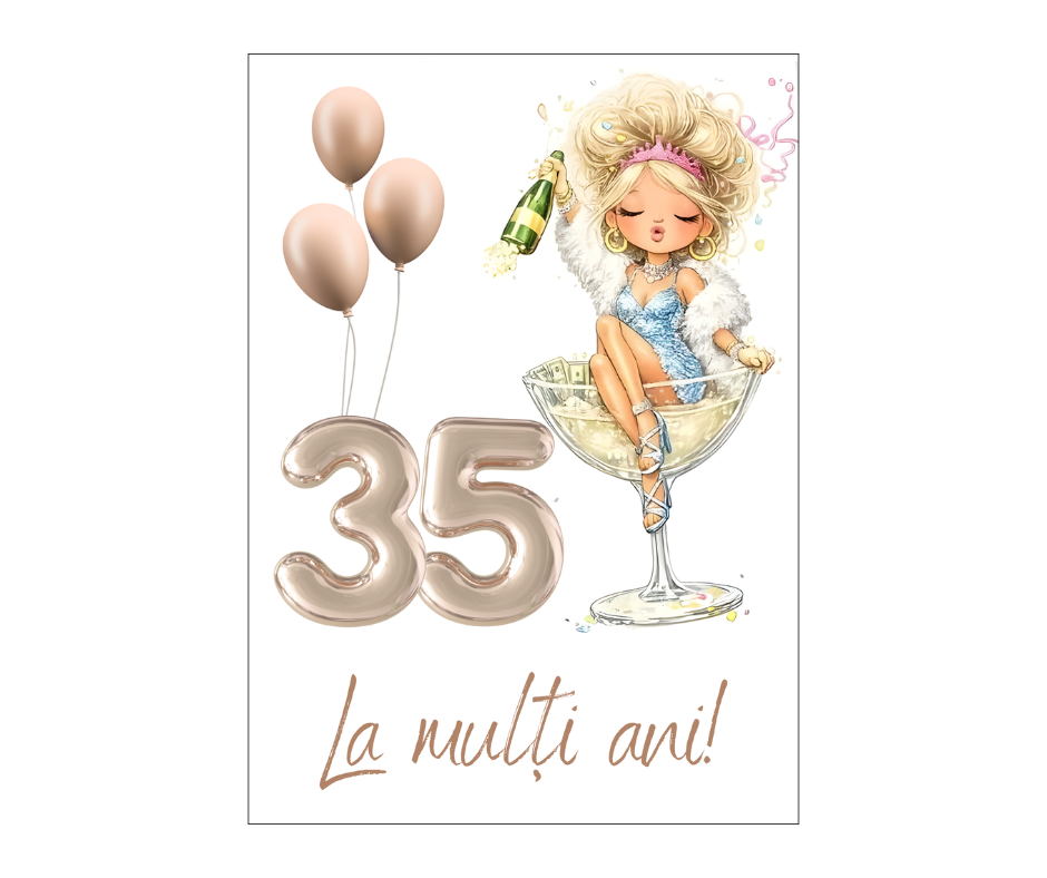 Felicitare 13x18cm cu plic, aniversare 35 ani