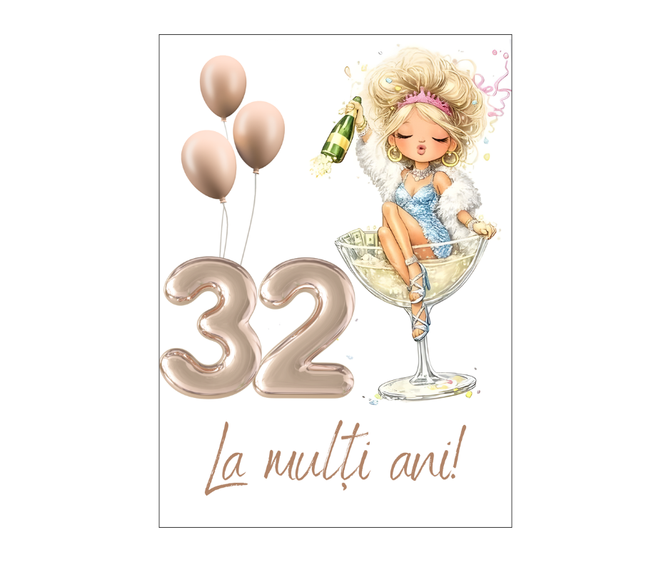 Felicitare 13x18cm cu plic, aniversare 32 ani